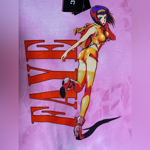 Cowboy Bebop Men’s Sz M Pullover Hoodie Faye Valentine Pink Tye Die Hot Topic - Picture 3 of 5